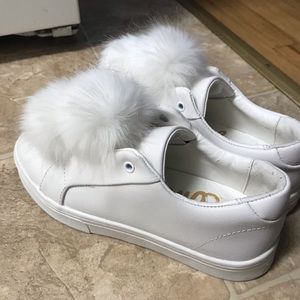Sam Edelman White Pom Pom “Leya” Slip On Sneakers